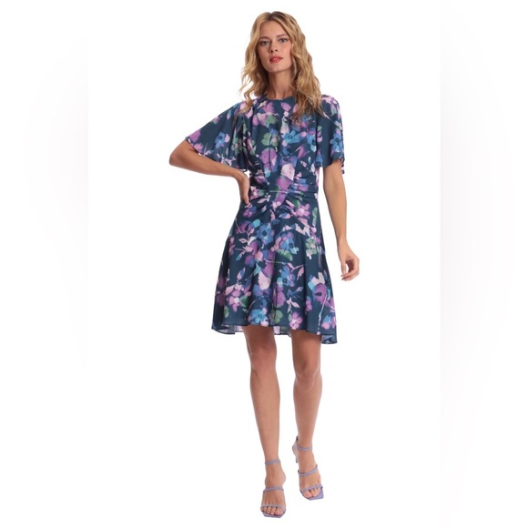 Donna Morgan Tie Dye Watercolor Sterling Dress Easter Modest Girly Floral 10 - Picture 2 of 13